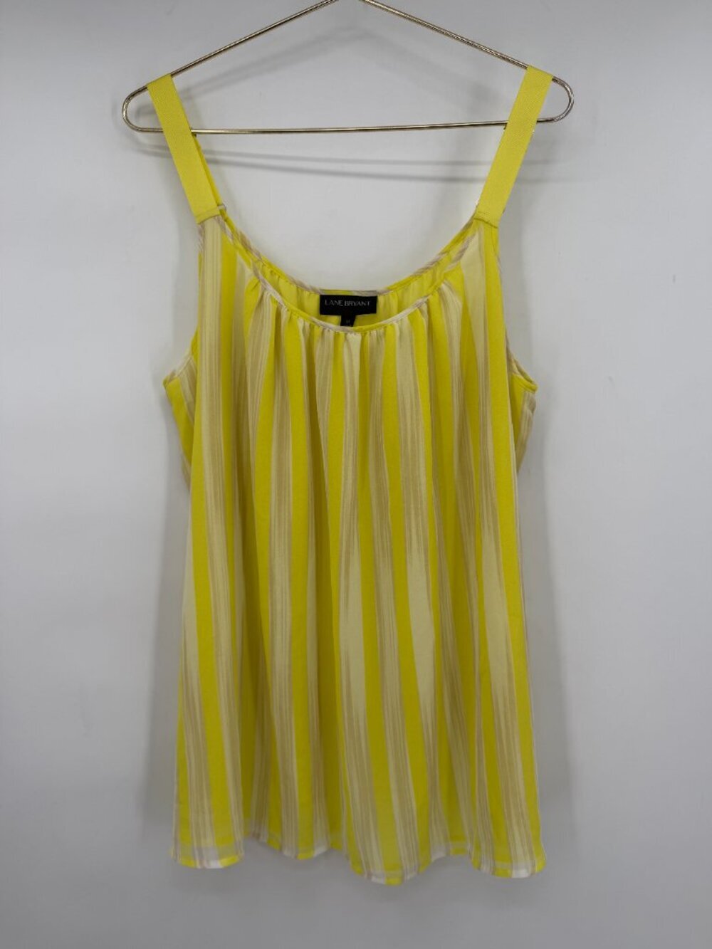 Lane Bryant Yellow Ivory Striped Sleeveless Chiffon Tank Top Size 22 Plus Summer